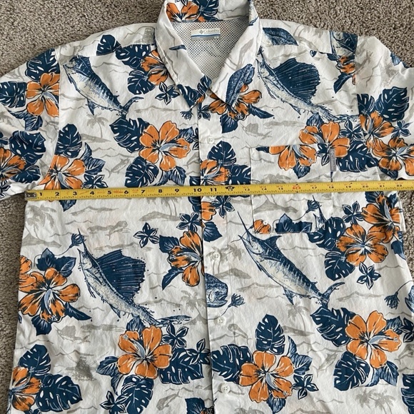 COLUMBIA PFG Mens TROLLERS BEST Floral Vented Fishing Shirt Size M - Picture 8 of 11